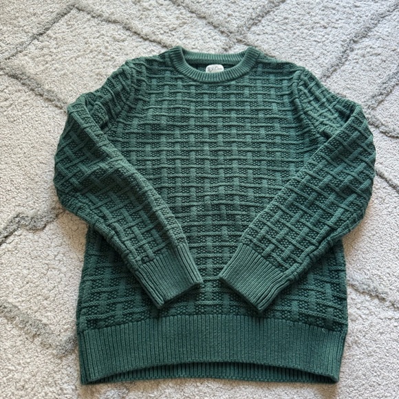 J Crew forest green check knit sweater cotton crewneck size small - Picture 2 of 11